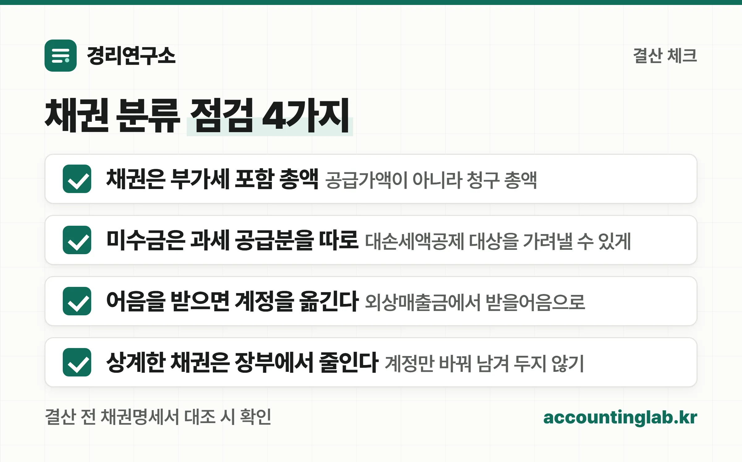 계정과목 분류에서 자주 틀리는 네 가지를 점검하는 결산 체크리스트
